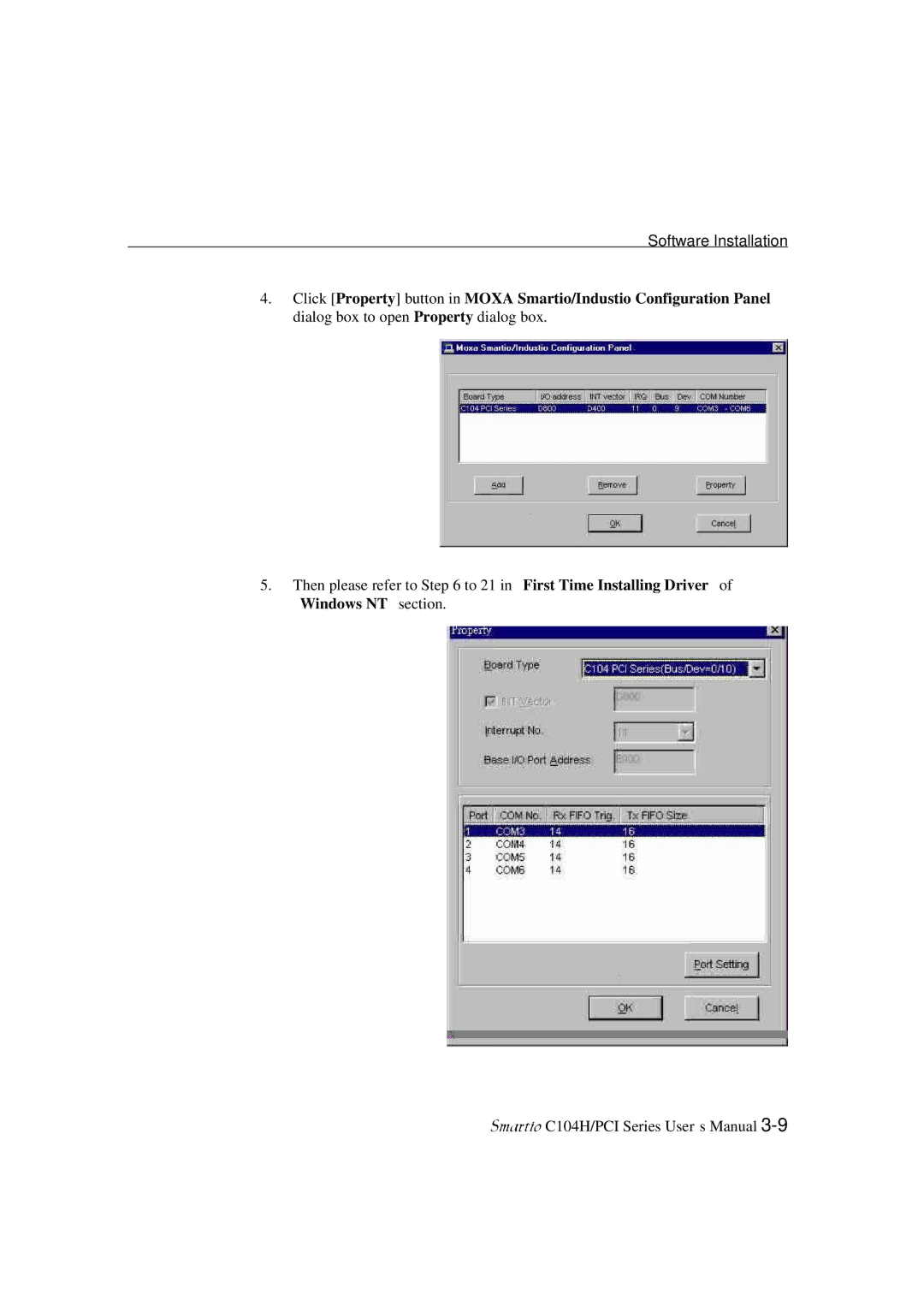 Moxa Technologies C104H/PCI Series user manual Software Installation 