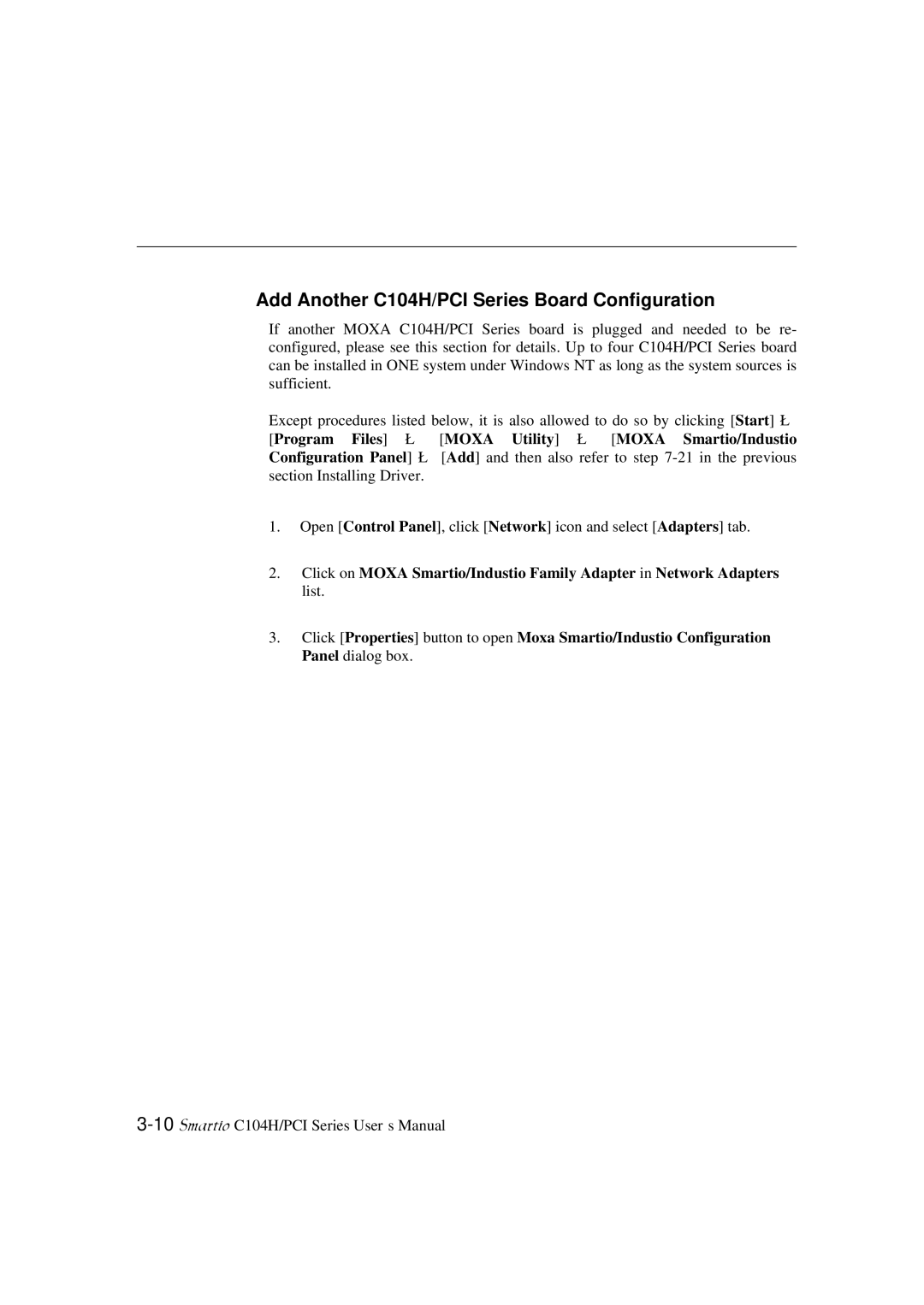 Moxa Technologies user manual Add Another C104H/PCI Series Board Configuration 