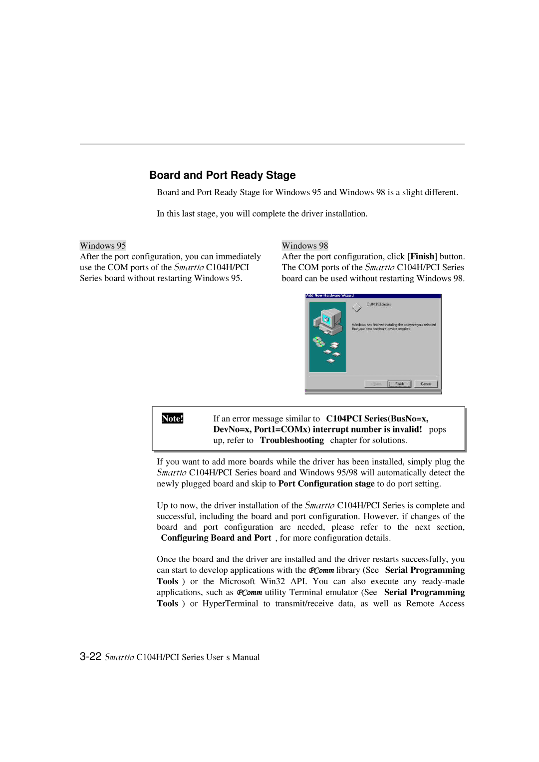 Moxa Technologies C104H/PCI Series user manual Board and Port Ready Stage 