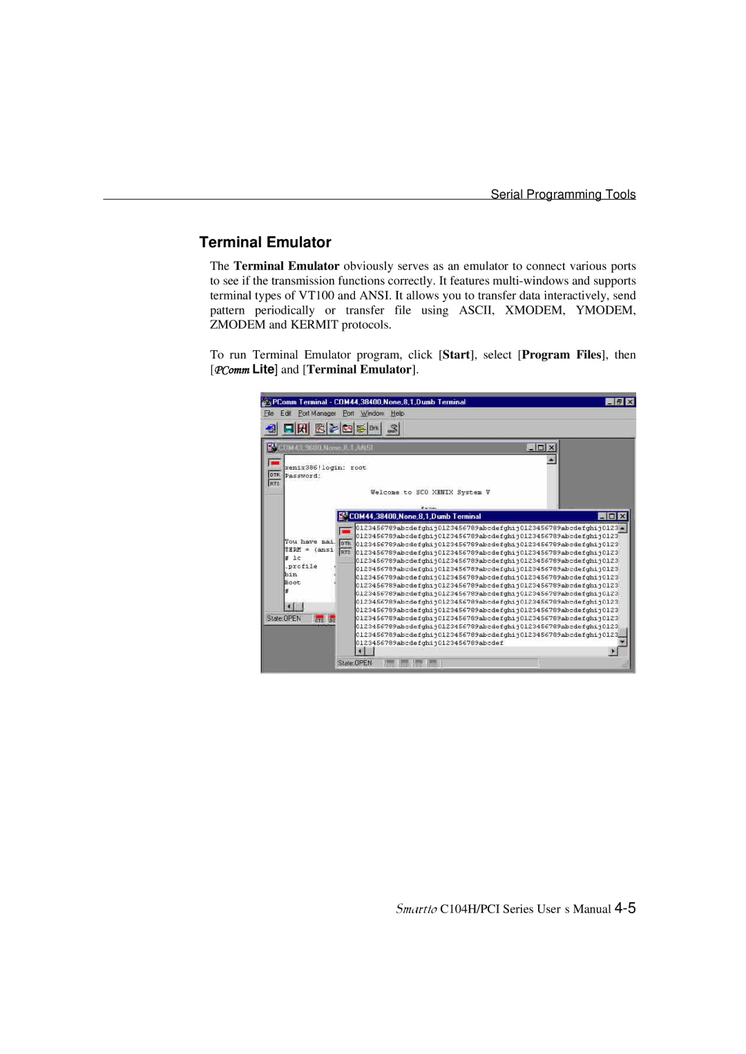 Moxa Technologies C104H/PCI Series user manual Terminal Emulator 