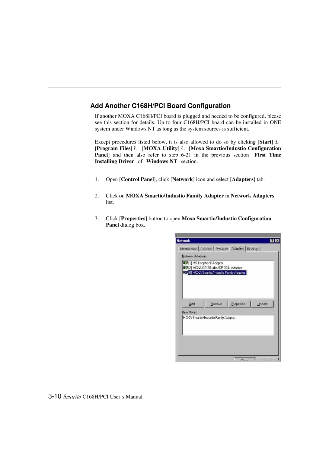 Moxa Technologies user manual Add Another C168H/PCI Board Configuration 