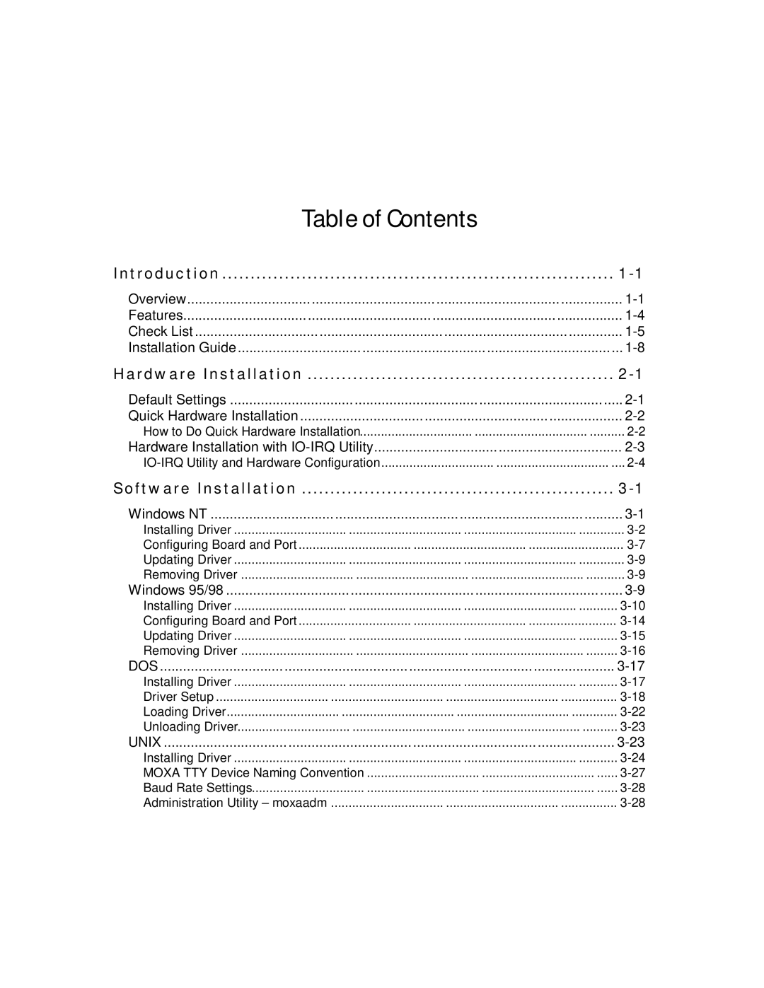 Moxa Technologies C168HS user manual Table of Contents 