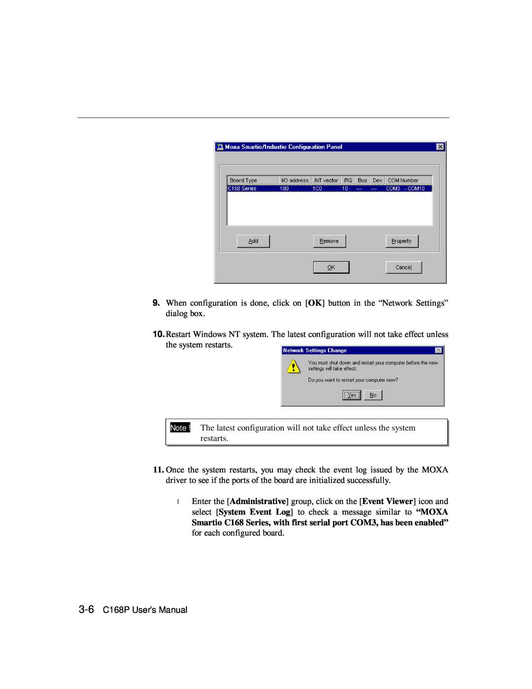 Moxa Technologies user manual 3-6 C168P User’s Manual 