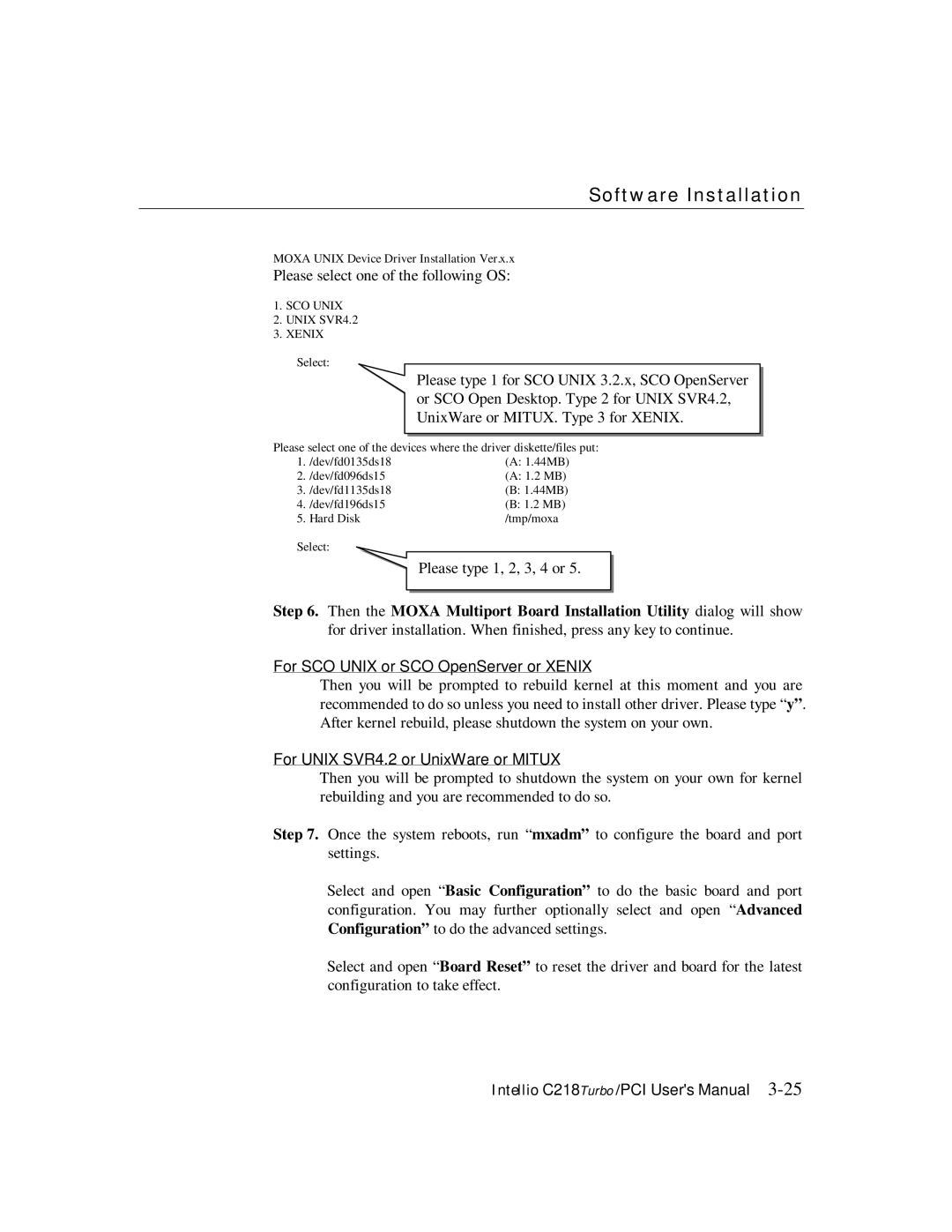 Moxa Technologies C218 user manual For SCO Unix or SCO OpenServer or Xenix 