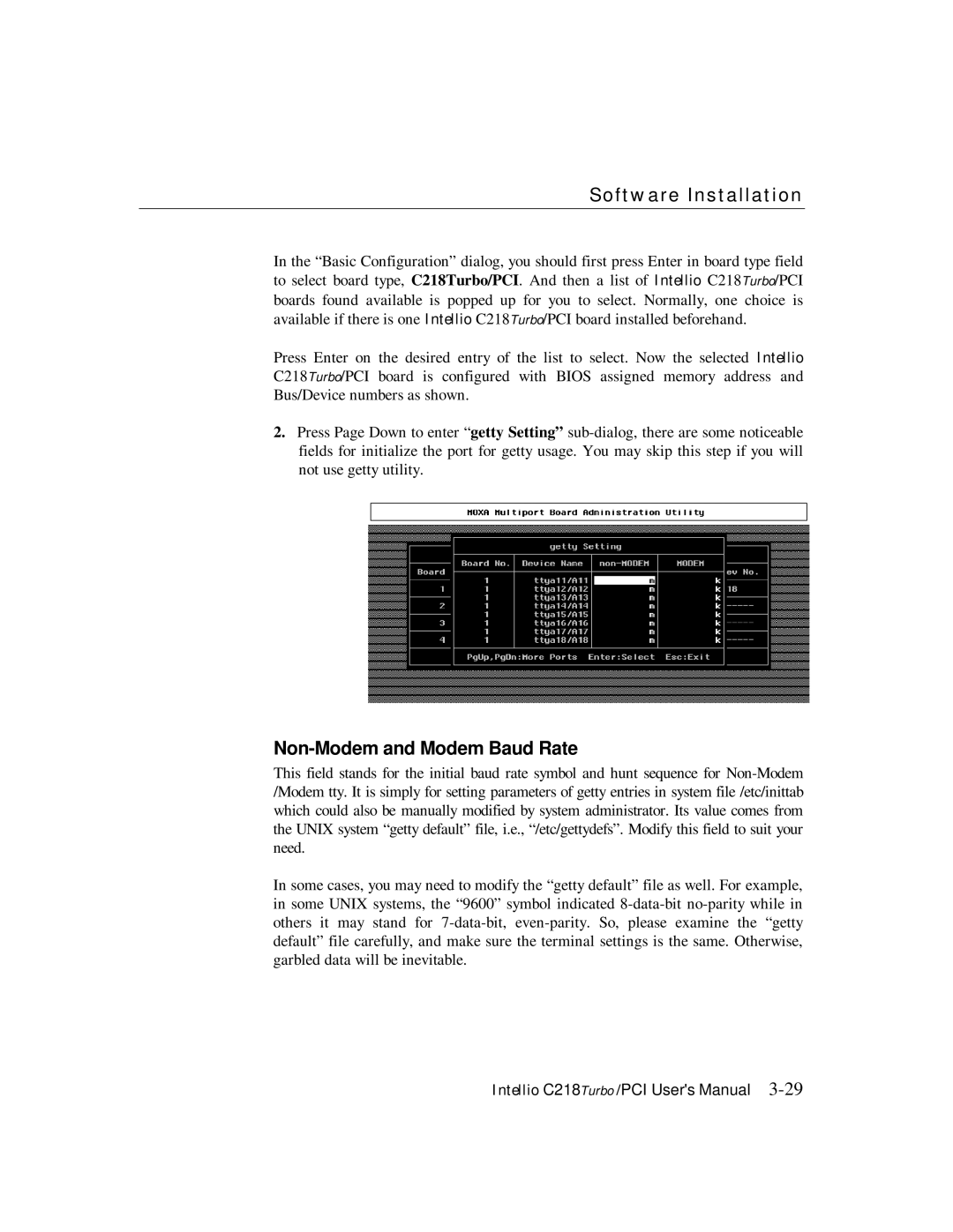 Moxa Technologies C218 user manual Non-Modem and Modem Baud Rate 