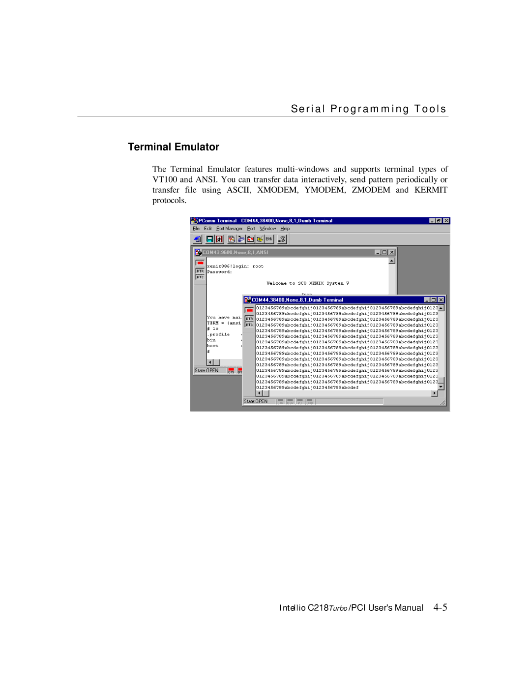 Moxa Technologies C218 user manual Serial Programming Tools Terminal Emulator 