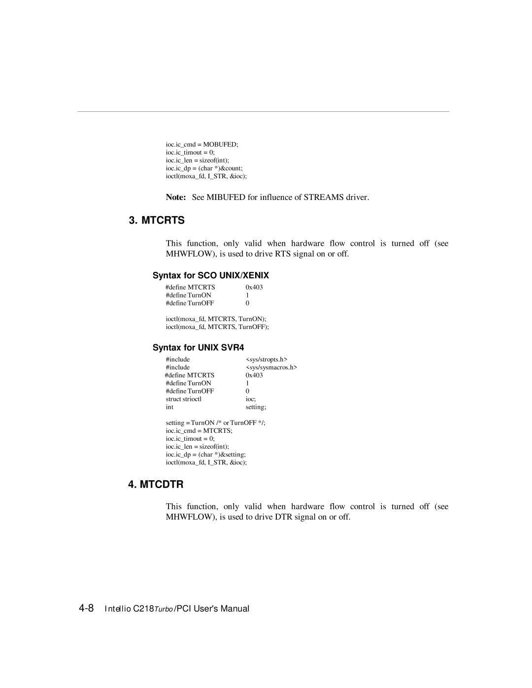 Moxa Technologies C218 user manual Mtcrts 