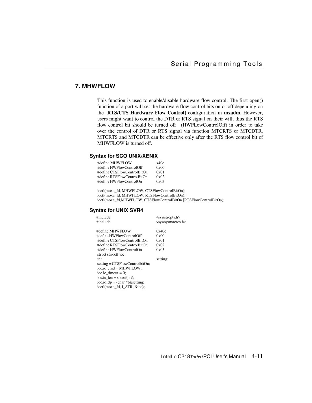 Moxa Technologies C218 user manual Mhwflow 