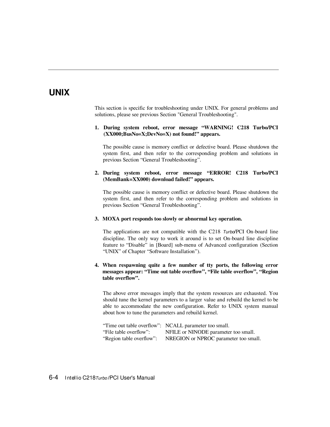 Moxa Technologies C218 user manual Moxa port responds too slowly or abnormal key operation 