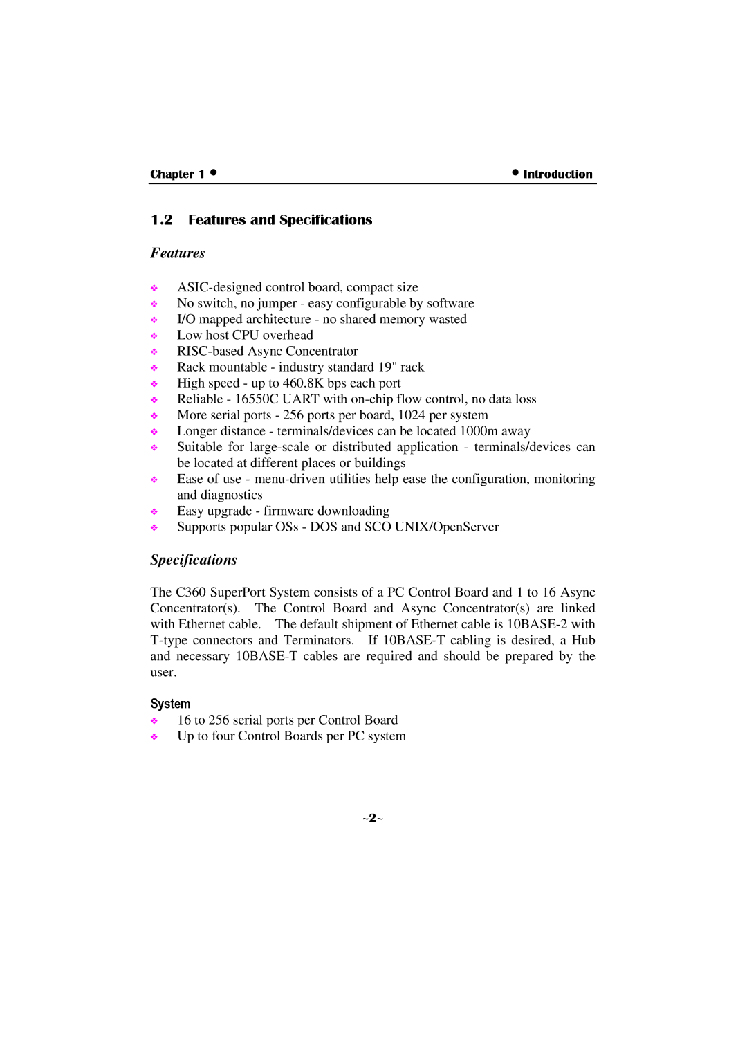 Moxa Technologies C360 manual Features and Specifications, System 