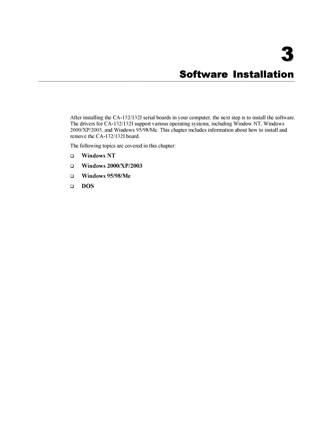 Moxa Technologies CA-132/132I user manual Software Installation 