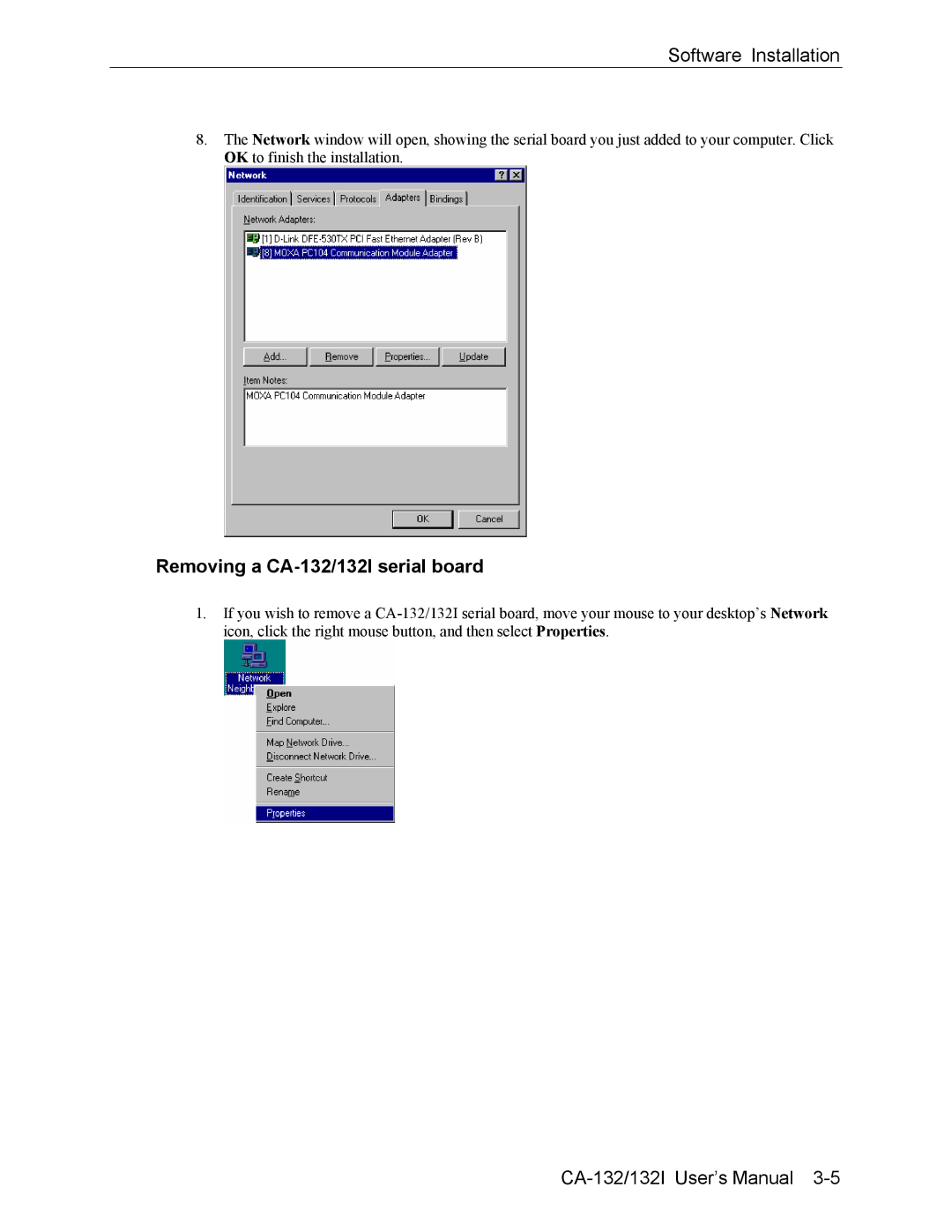 Moxa Technologies user manual Removing a CA-132/132I serial board 