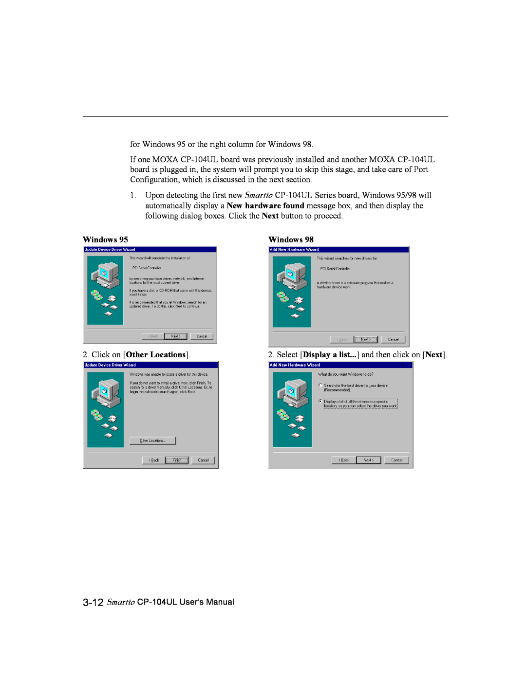 Moxa Technologies user manual Windows, Smartio CP-104UL User’s Manual 