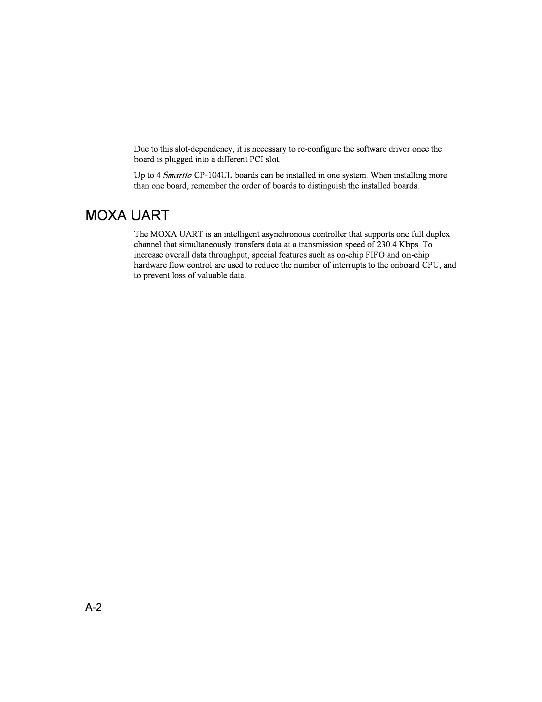 Moxa Technologies CP-104UL user manual Moxa Uart 