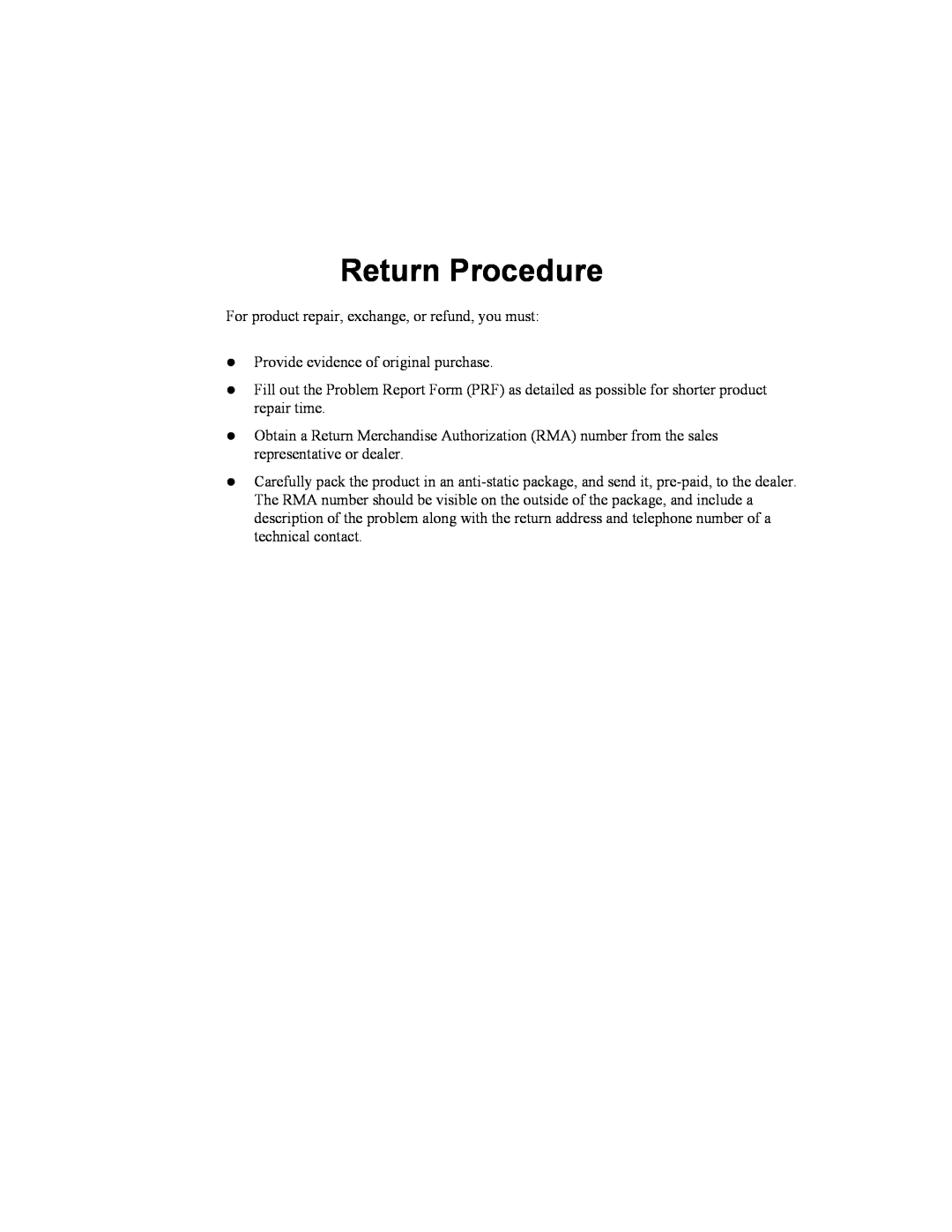 Moxa Technologies CP-104UL user manual Return Procedure 
