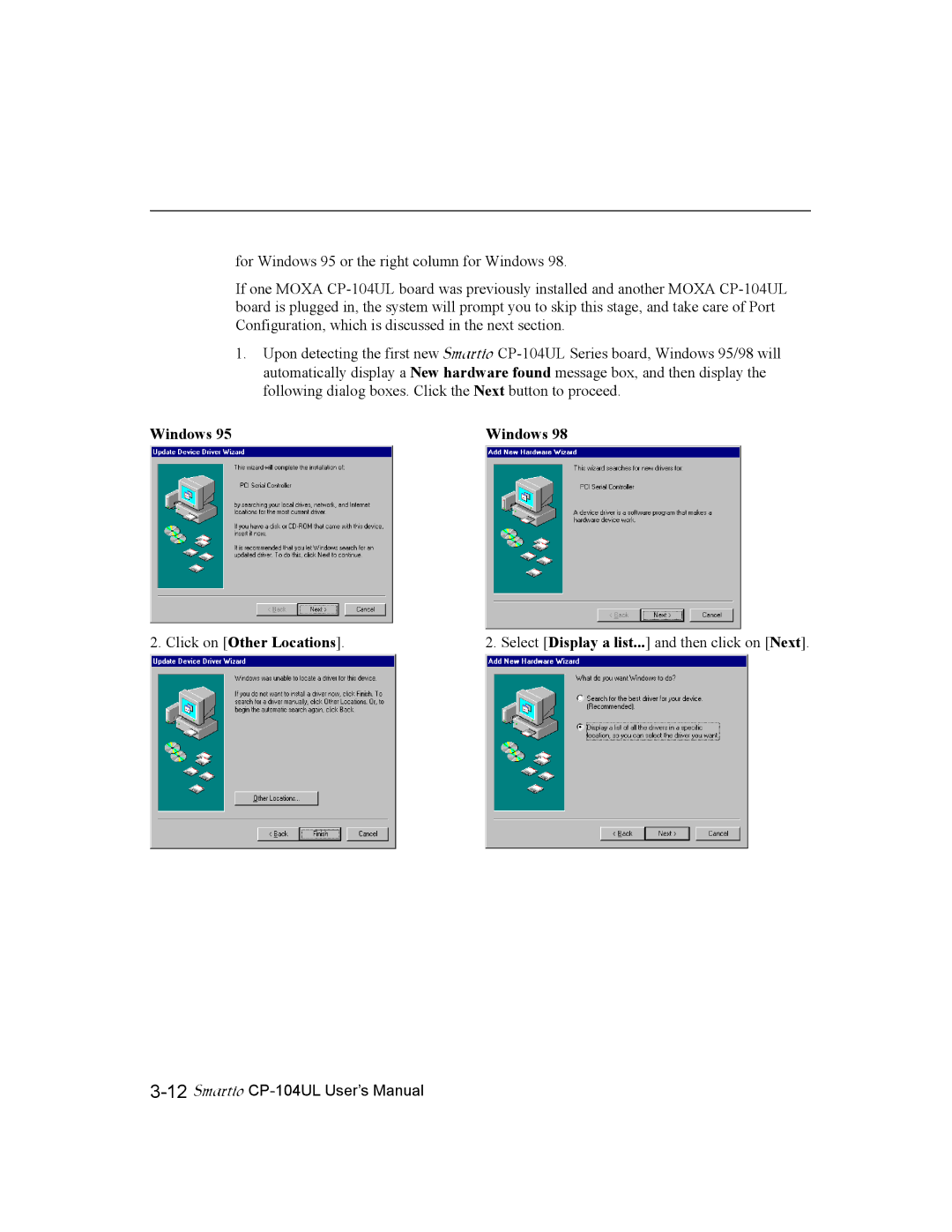 Moxa Technologies CP-104UL user manual Windows 