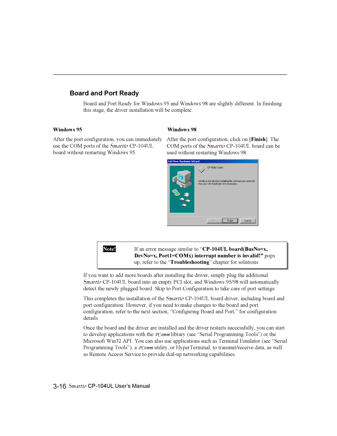 Moxa Technologies CP-104UL user manual Board and Port Ready, Windows 