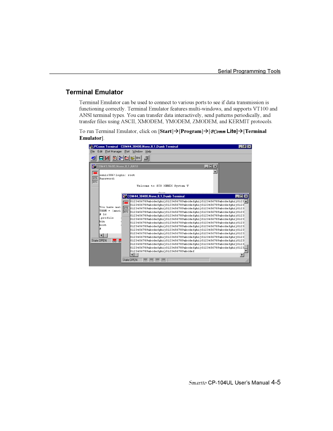 Moxa Technologies CP-104UL user manual Terminal Emulator 