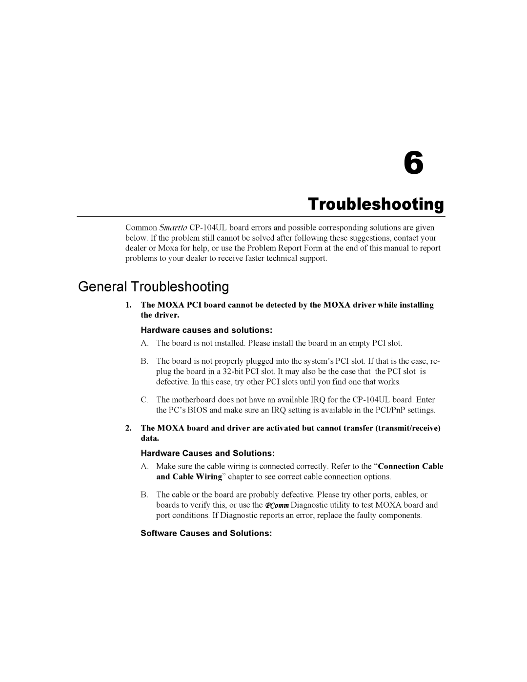 Moxa Technologies CP-104UL user manual General Troubleshooting 