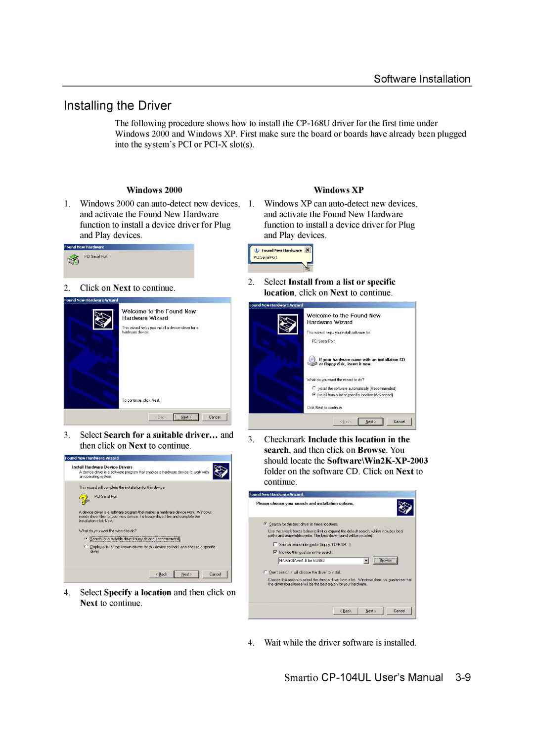 Moxa Technologies CP-104UL user manual Windows Windows XP 