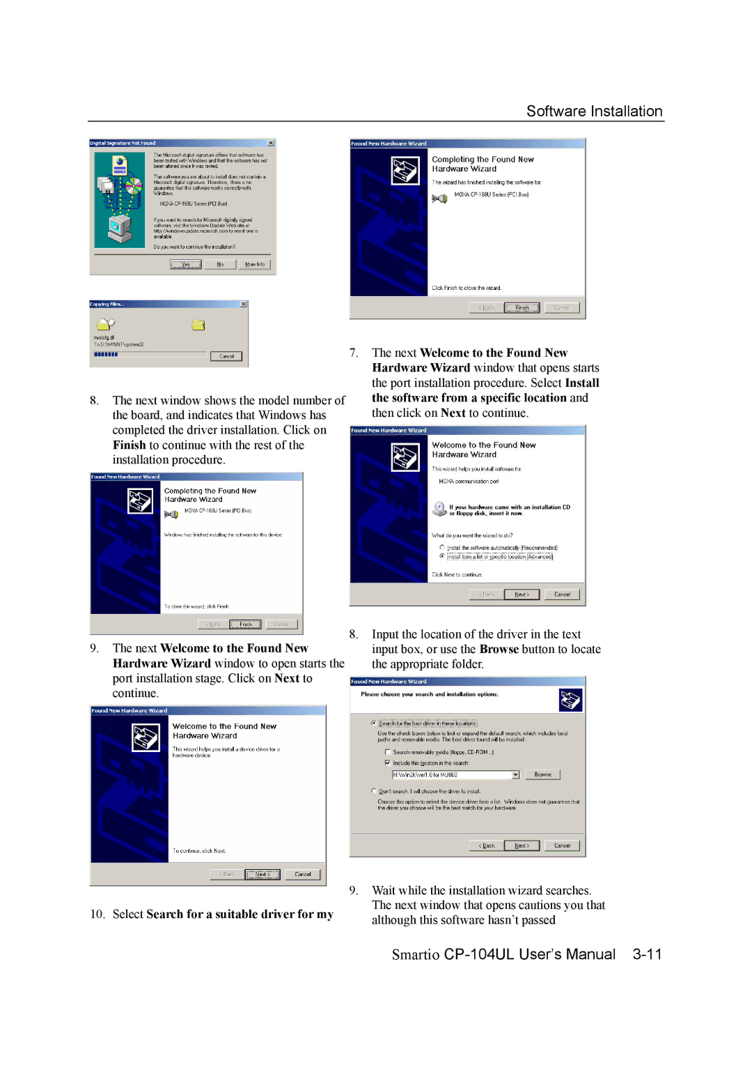 Moxa Technologies CP-104UL user manual Software Installation 