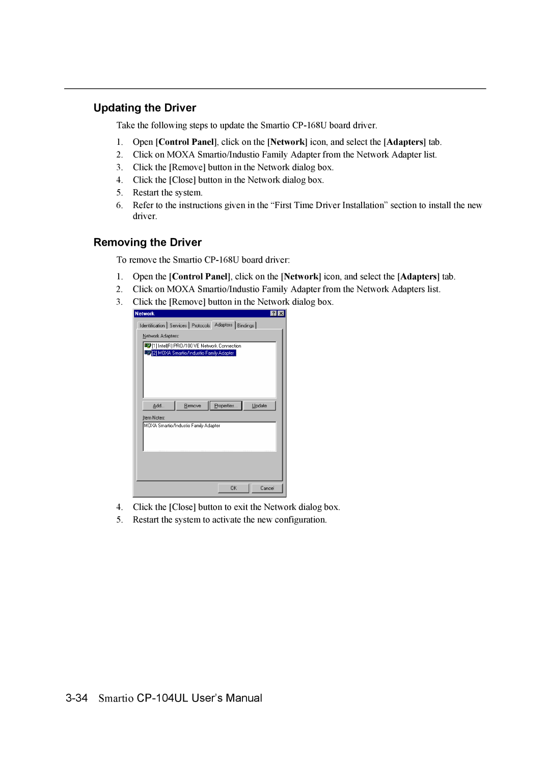 Moxa Technologies CP-104UL user manual Updating the Driver 