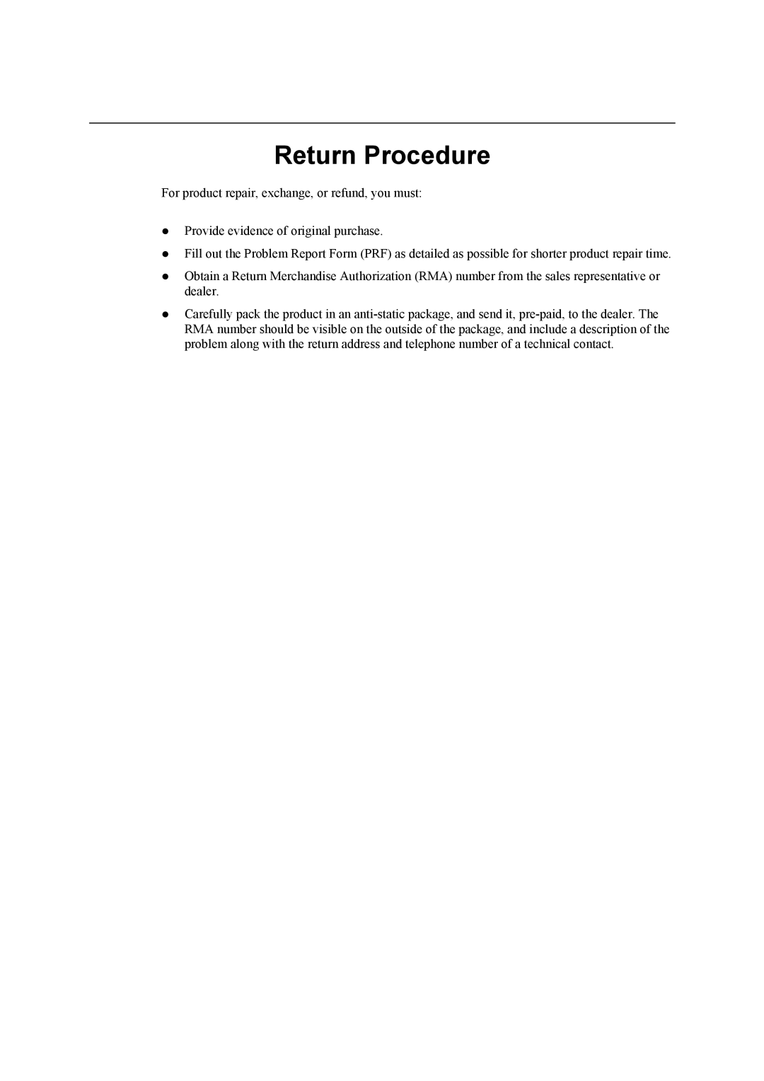 Moxa Technologies CP-104UL user manual Return Procedure 