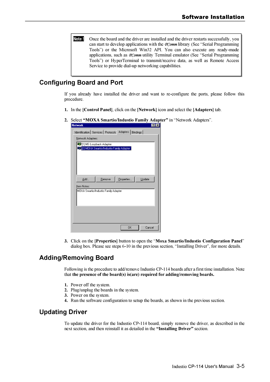 Moxa Technologies CP-114 Series user manual Configuring Board and Port 