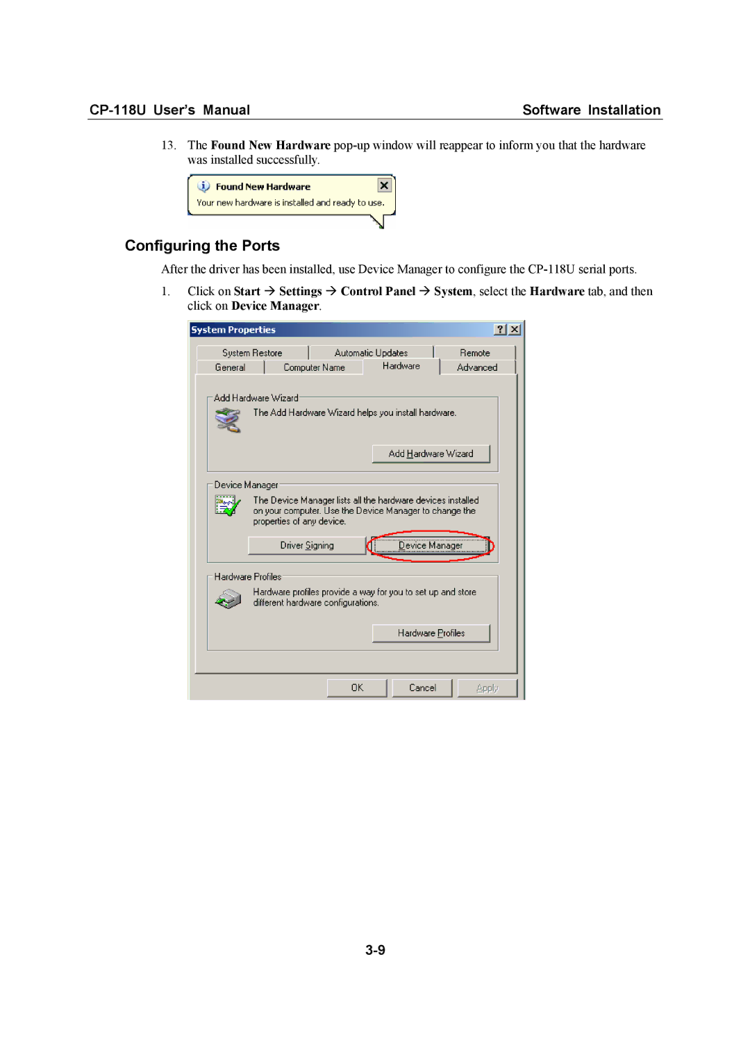 Moxa Technologies CP-118U user manual Configuring the Ports 