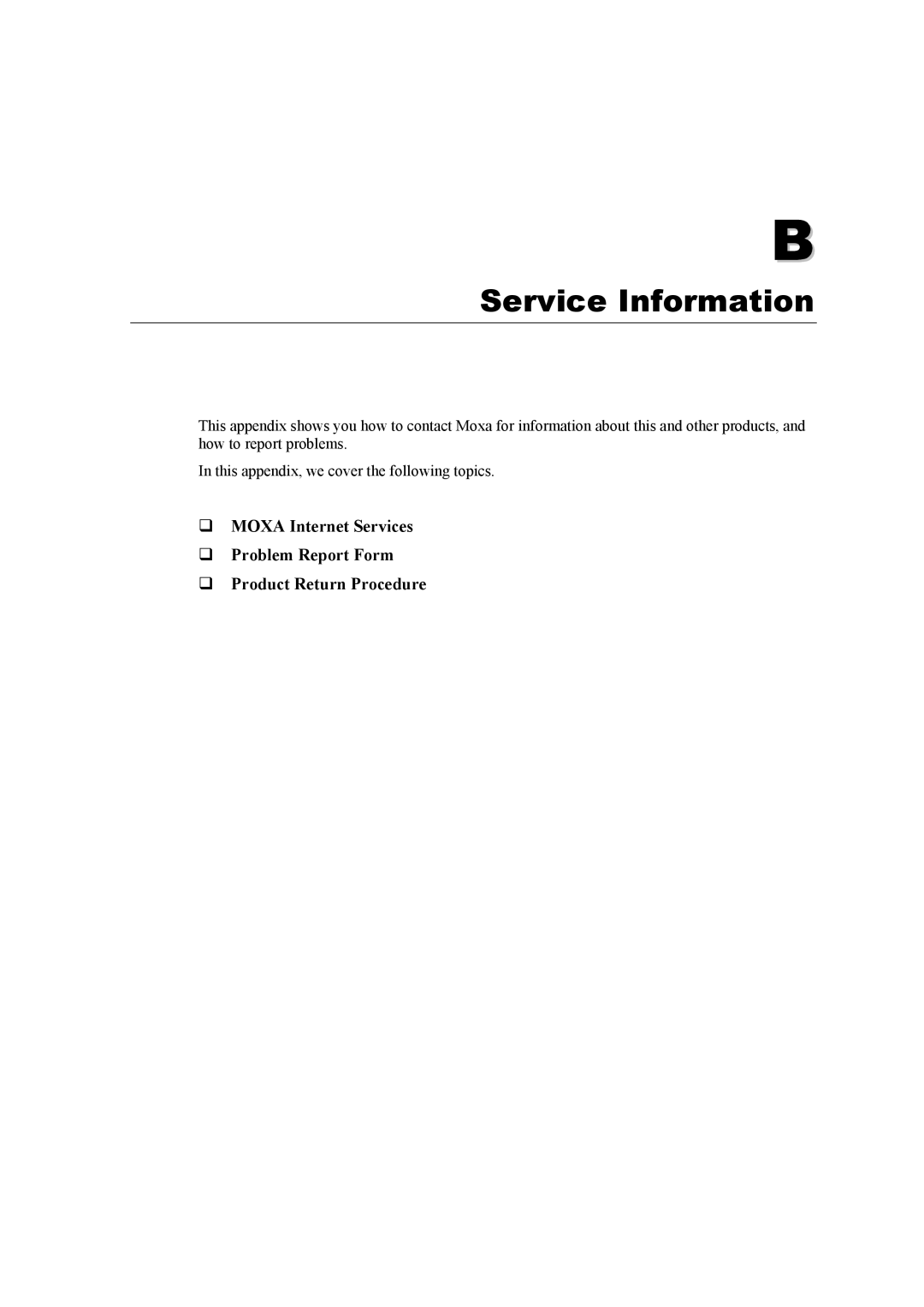 Moxa Technologies CP-118U user manual Service Information 