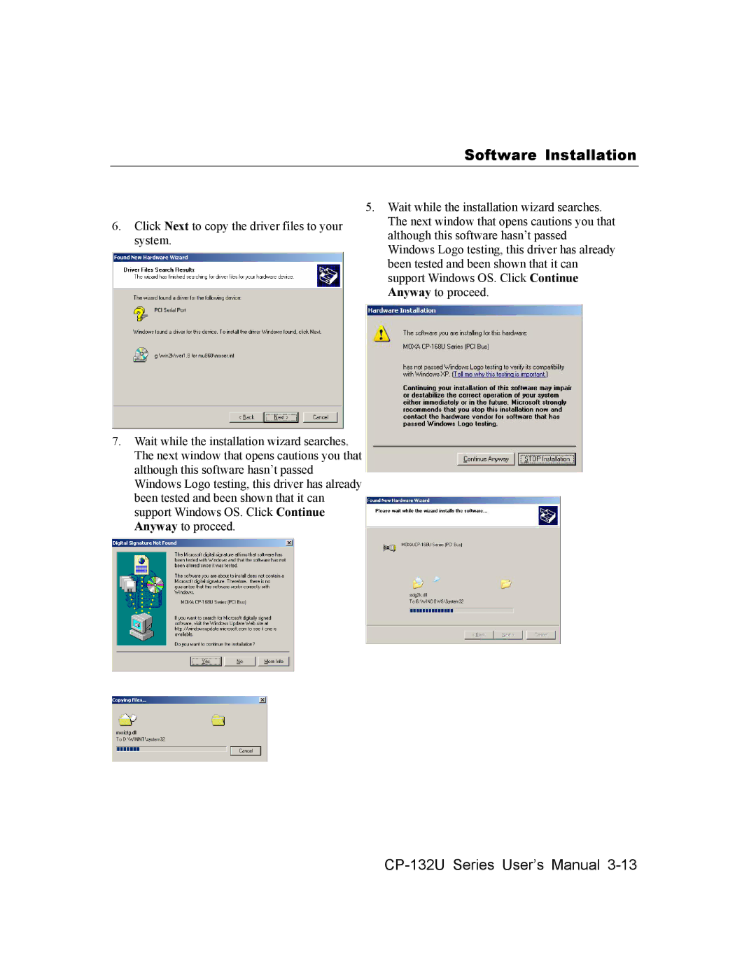 Moxa Technologies CP-132U Series user manual Software Installation 