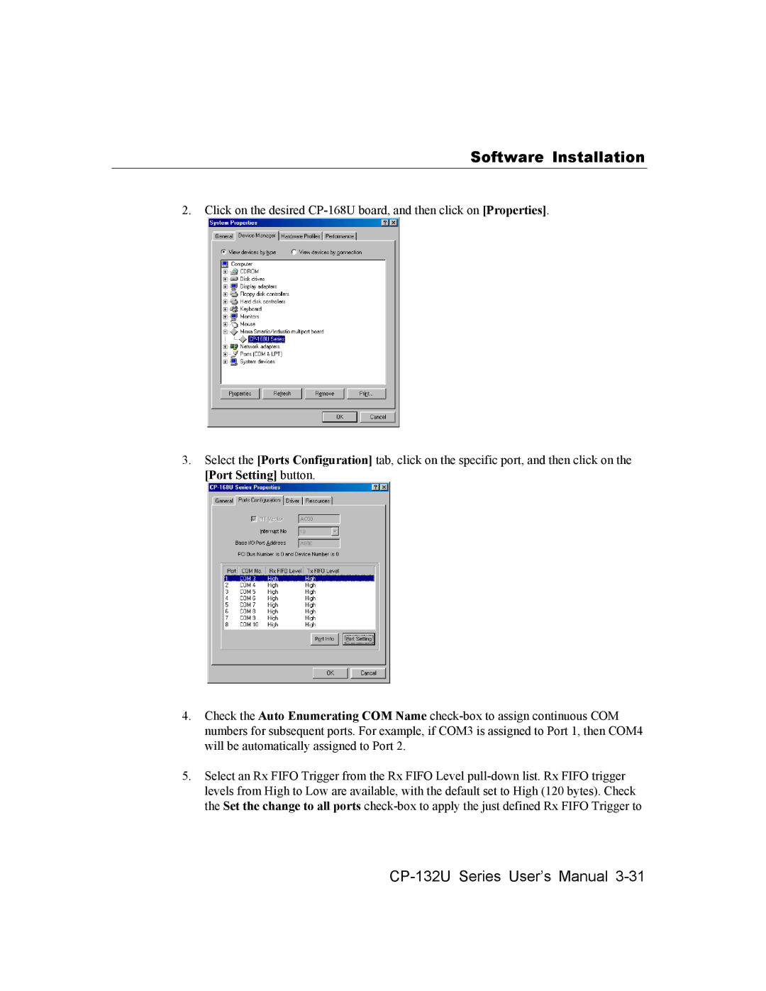 Moxa Technologies CP-132U Series user manual Software Installation 