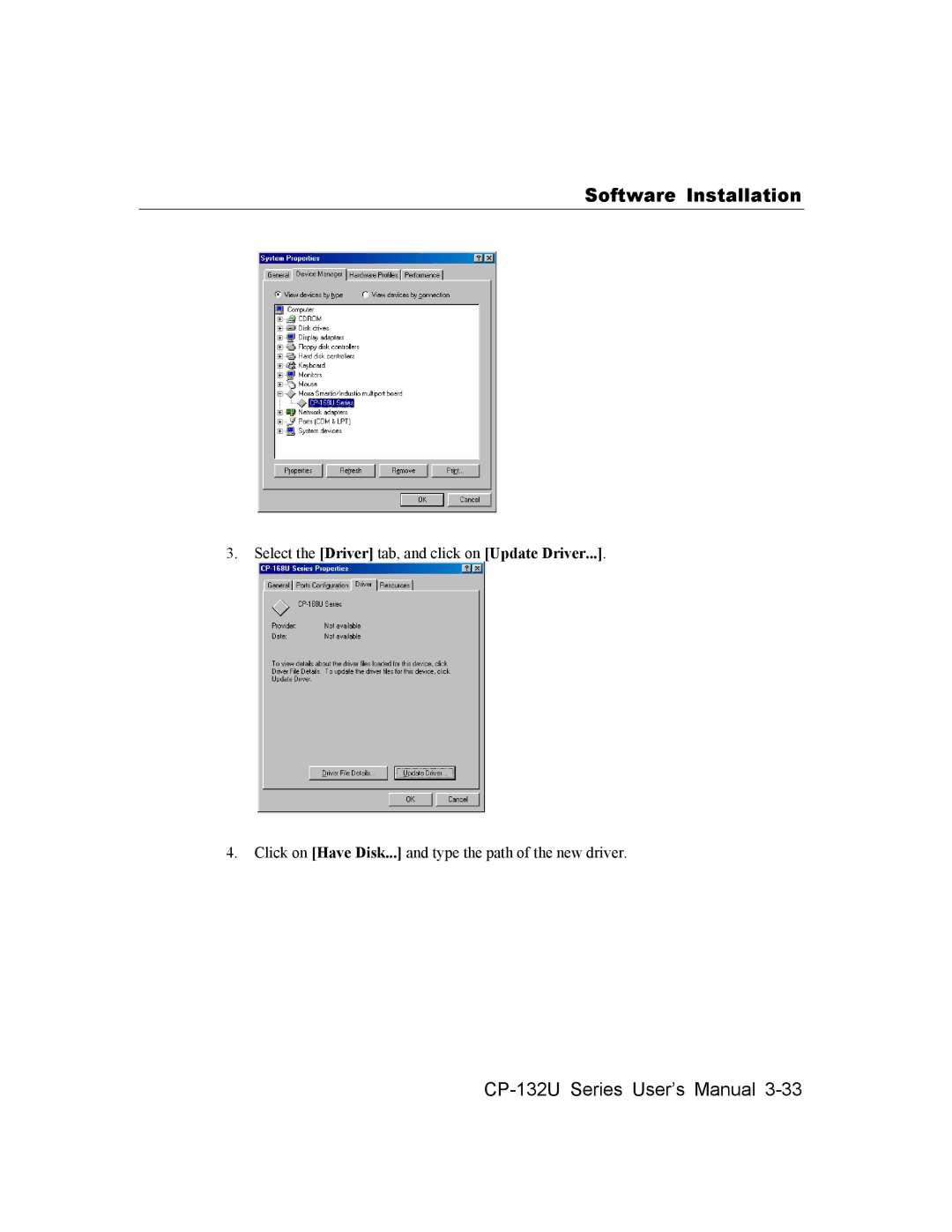 Moxa Technologies CP-132U Series user manual Software Installation 