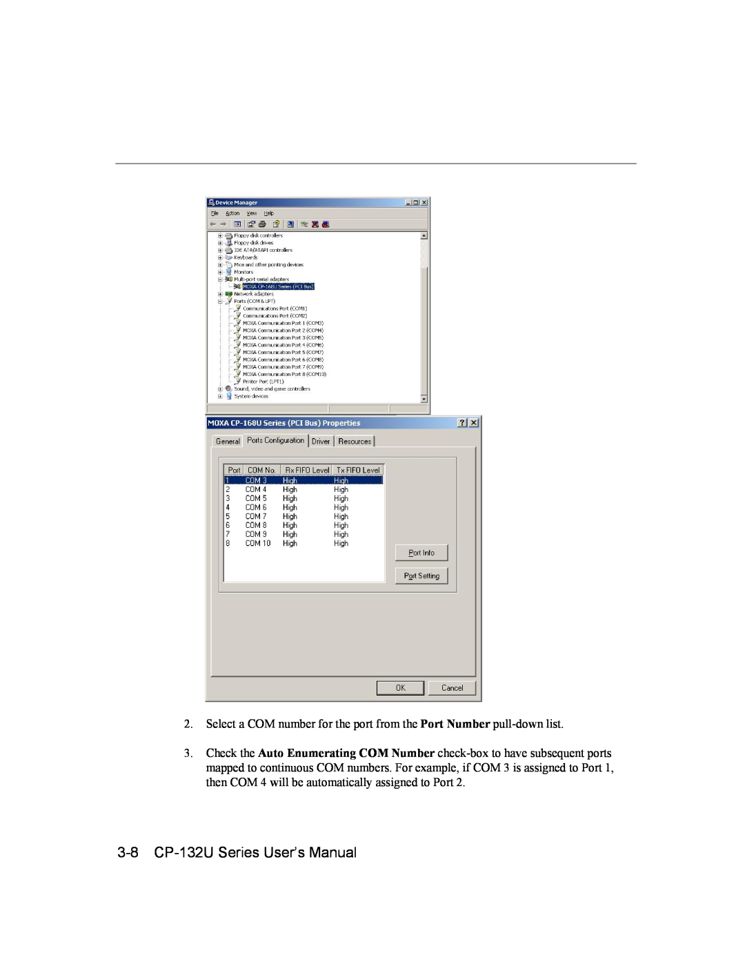 Moxa Technologies user manual 3-8 CP-132U Series User’s Manual 