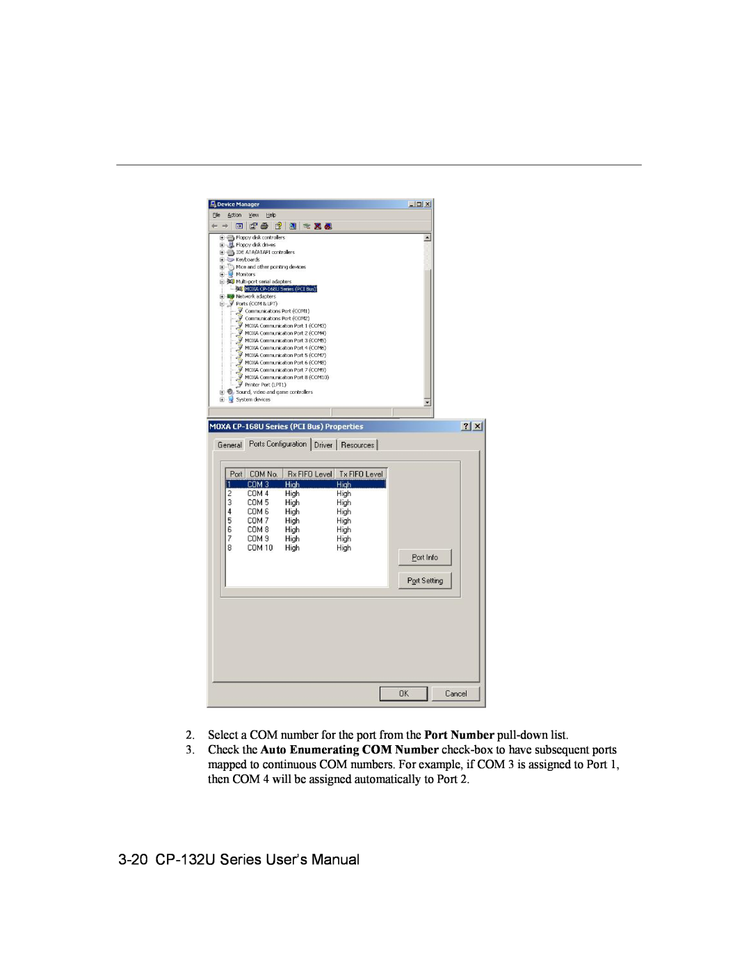 Moxa Technologies user manual 3-20 CP-132U Series User’s Manual 