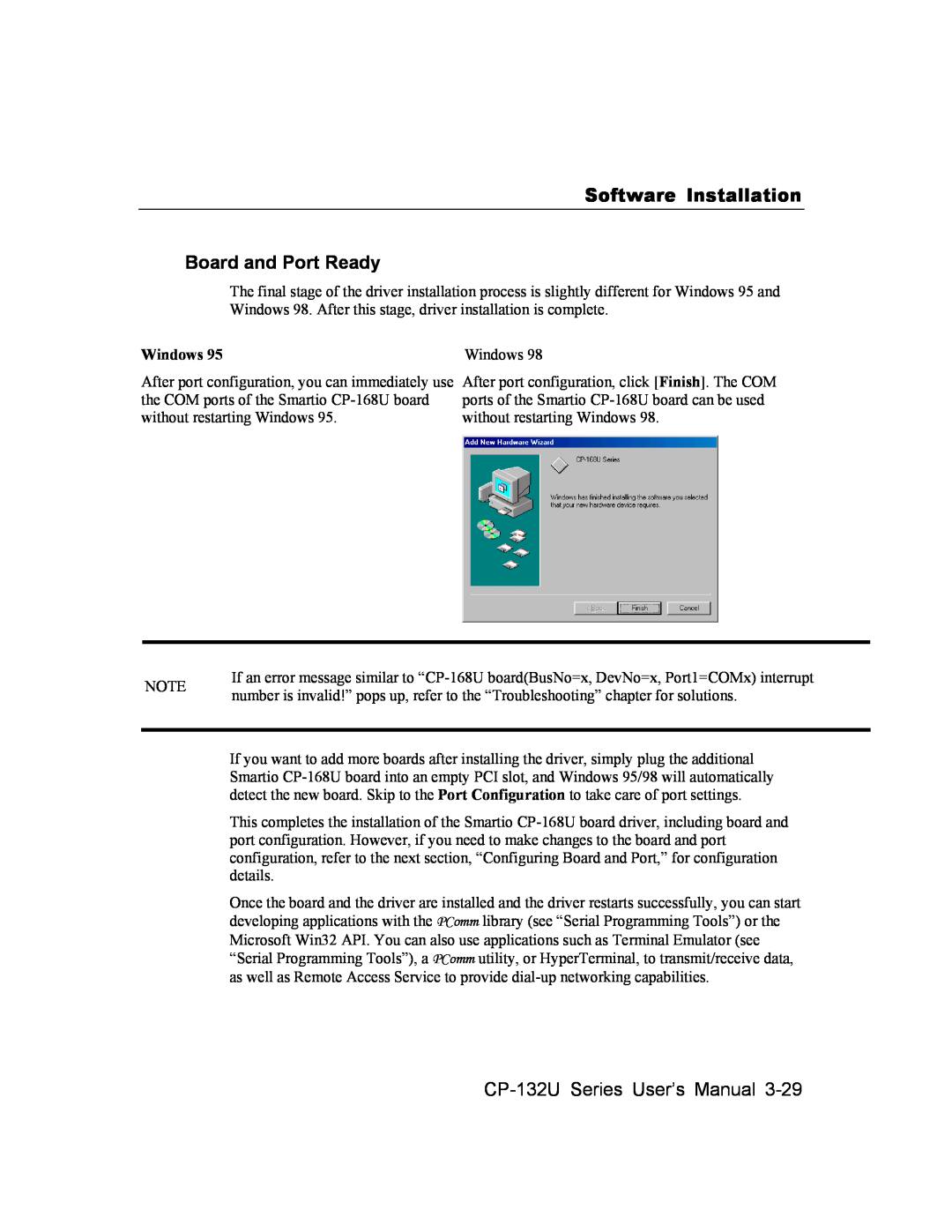 Moxa Technologies user manual Software Installation Board and Port Ready, CP-132U Series User’s Manual, Windows 