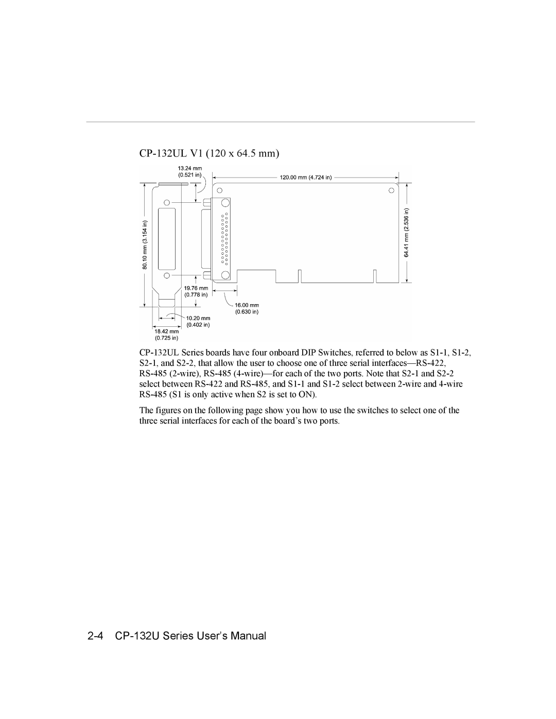 Moxa Technologies user manual CP-132UL V1 120 x 64.5 mm 