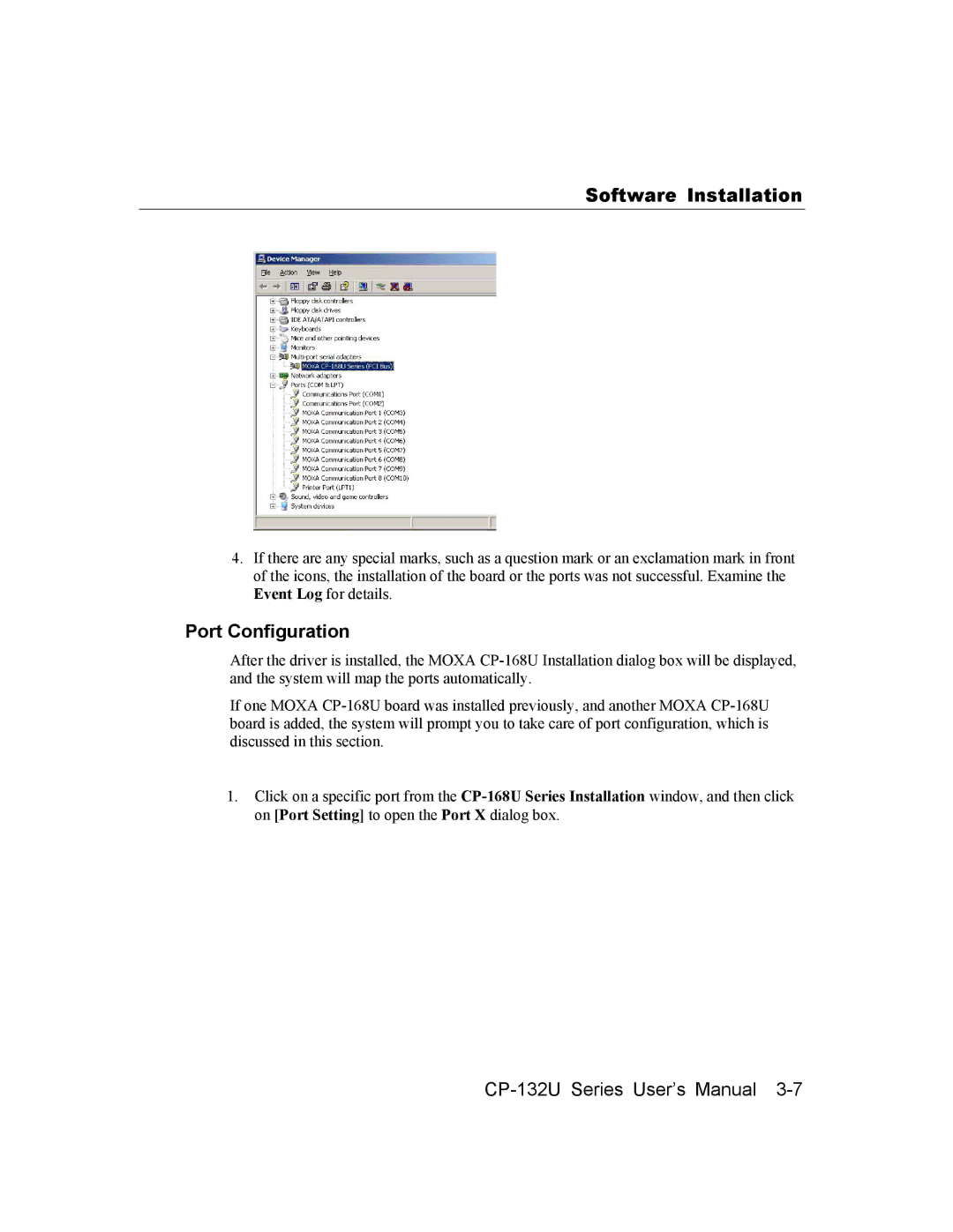 Moxa Technologies CP-132U user manual Port Configuration 