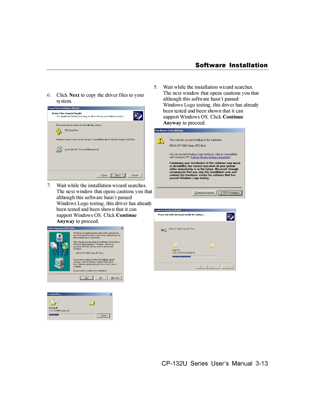 Moxa Technologies CP-132U user manual Software Installation 