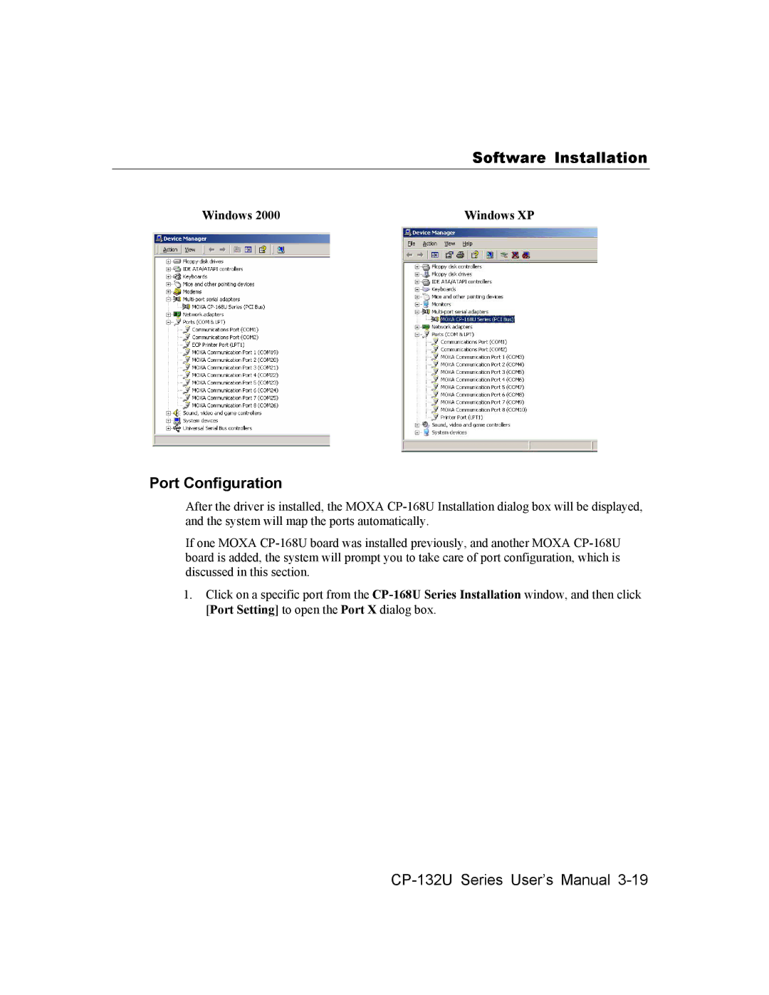 Moxa Technologies CP-132U user manual Port Configuration 