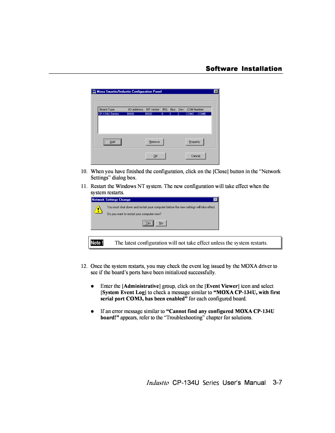 Moxa Technologies user manual Software Installation, Industio CP-134U Series User’s Manual 