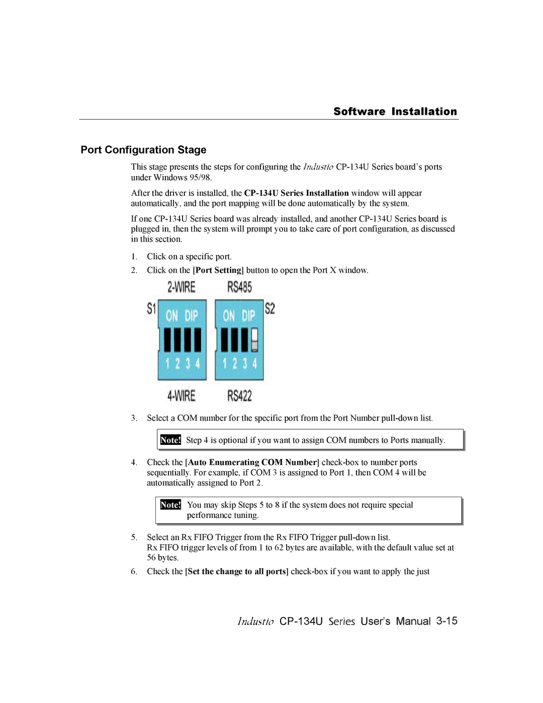 Moxa Technologies CP-134U user manual Software Installation Port Configuration Stage 