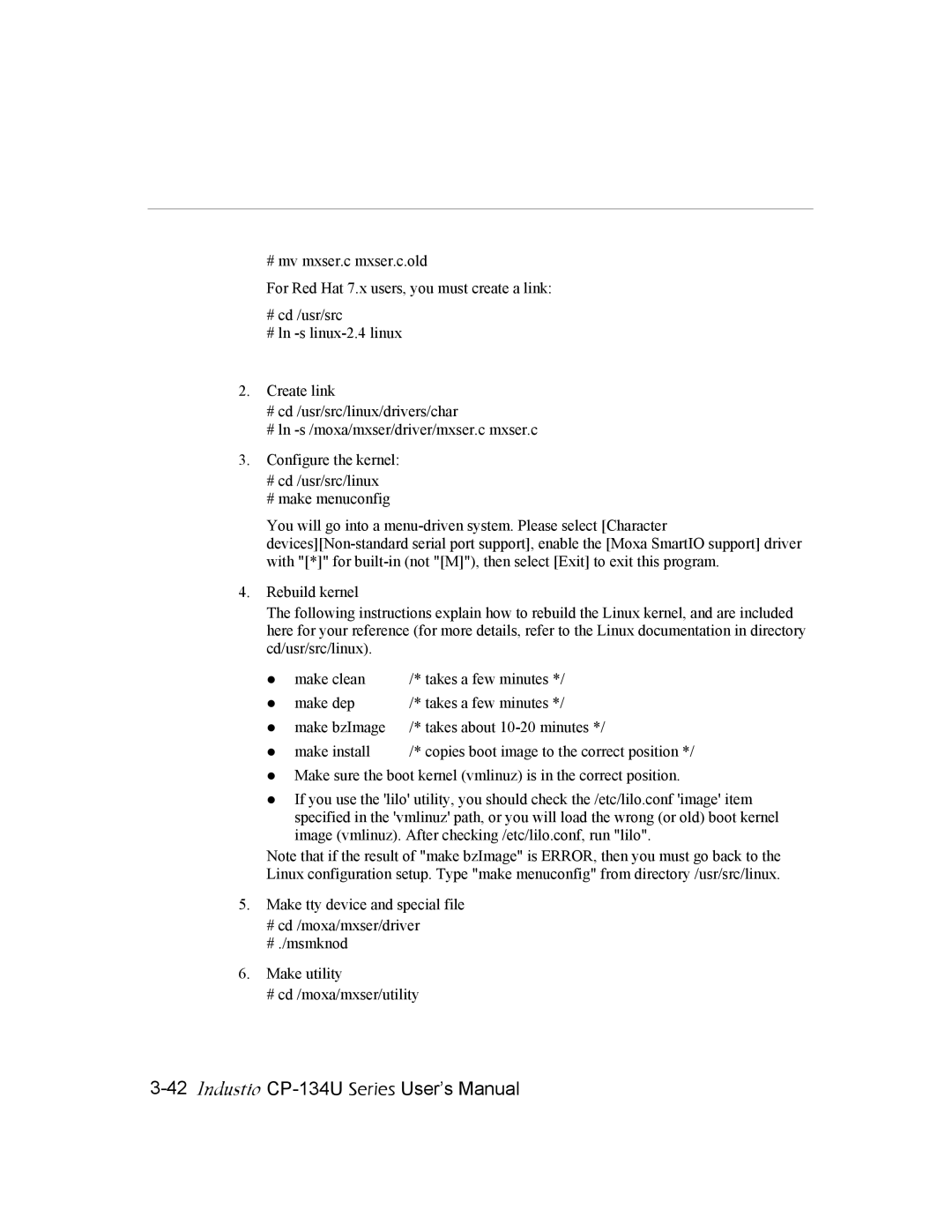 Moxa Technologies CP-134U user manual Copies boot image to the correct position 