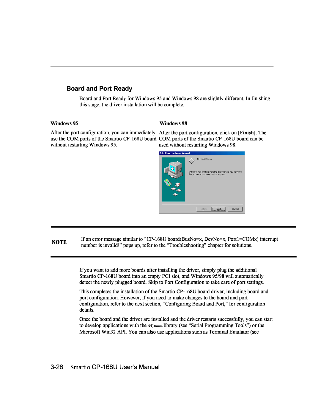 Moxa Technologies user manual Smartio CP-168U User’s Manual, Board and Port Ready 