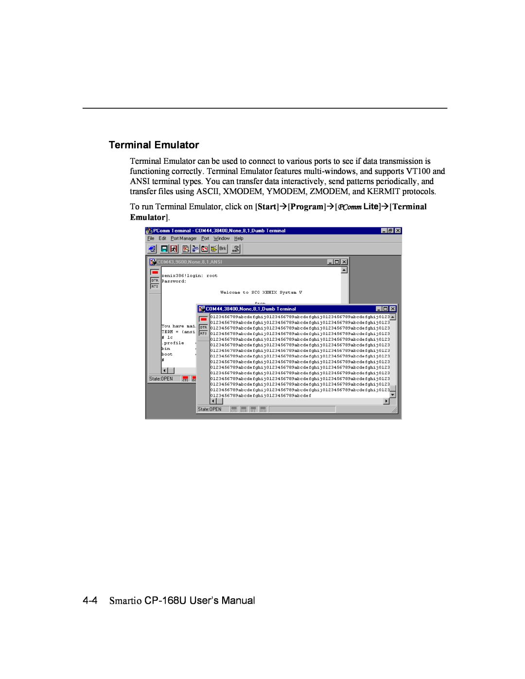 Moxa Technologies user manual Smartio CP-168U User’s Manual, Terminal Emulator 