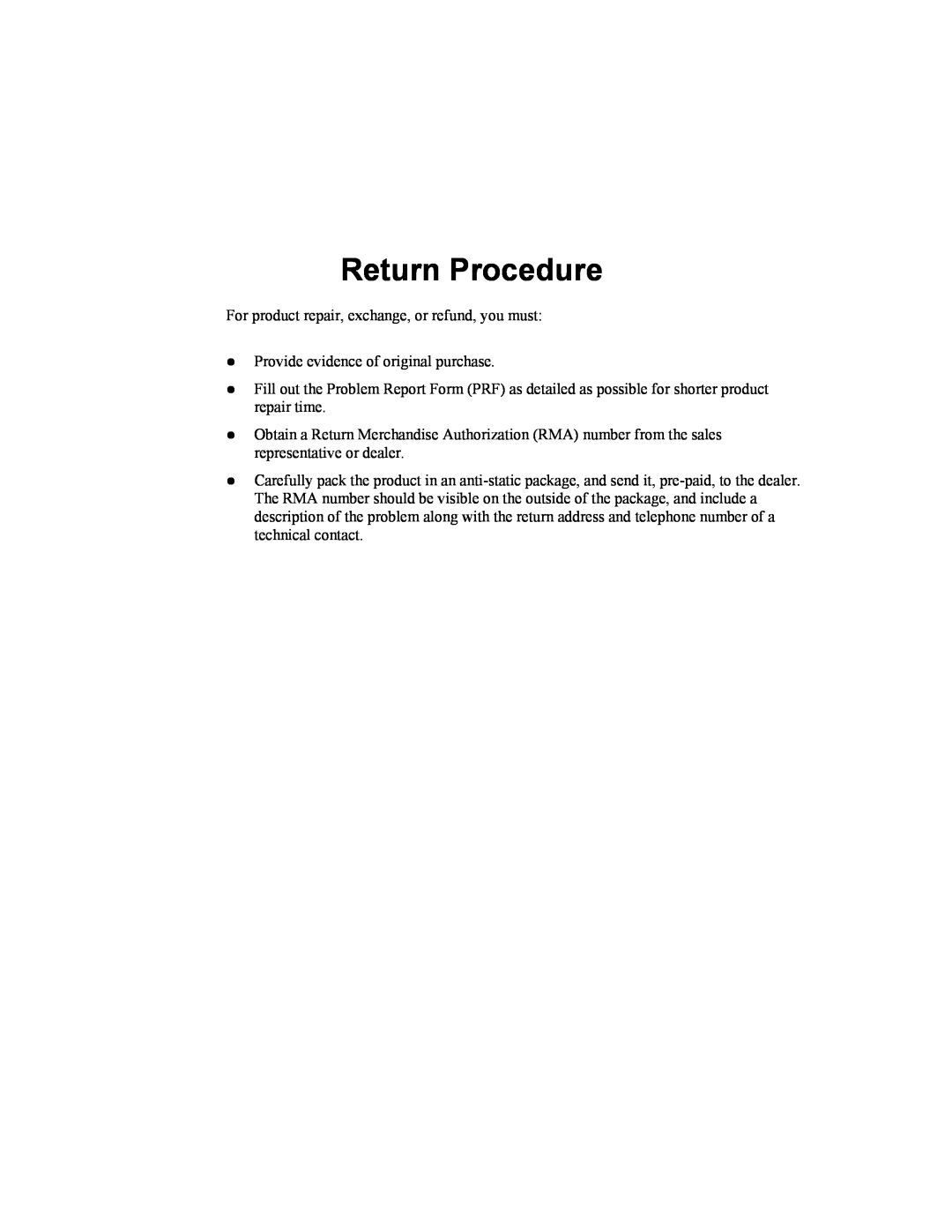 Moxa Technologies CP-168U user manual Return Procedure 