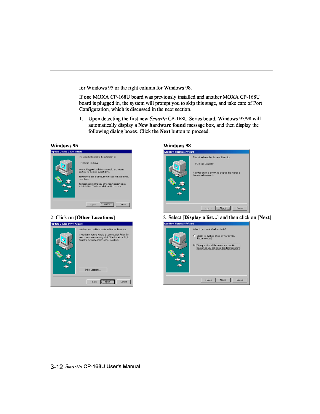 Moxa Technologies user manual Windows, Smartio CP-168U User’s Manual 