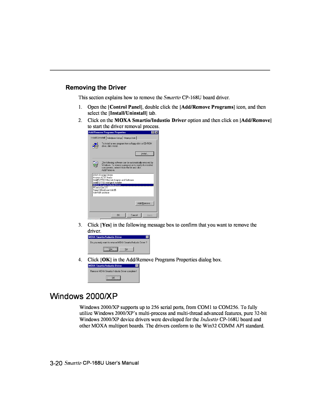 Moxa Technologies user manual Windows 2000/XP, Smartio CP-168U User’s Manual 