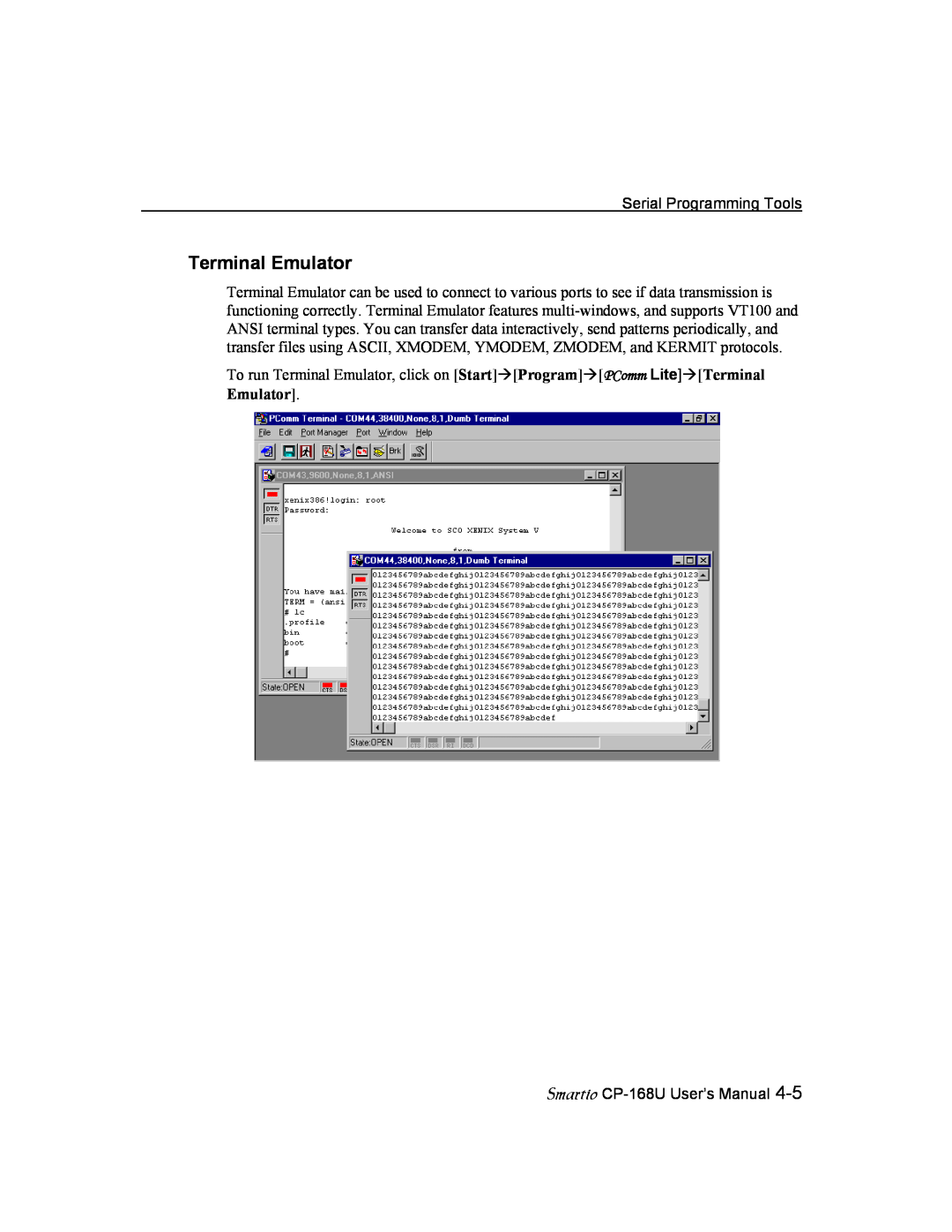 Moxa Technologies CP-168U user manual Terminal Emulator 