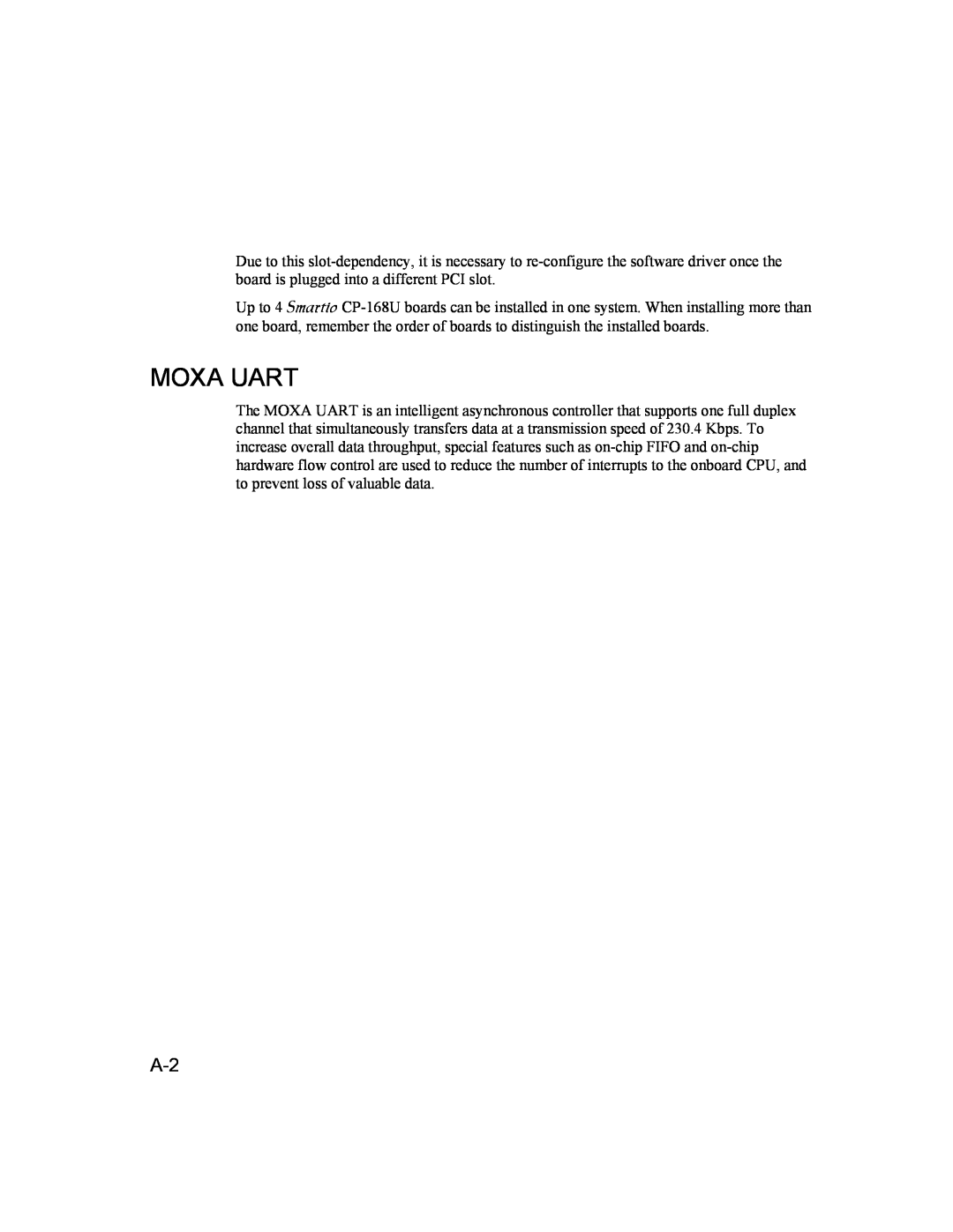 Moxa Technologies CP-168U user manual Moxa Uart 